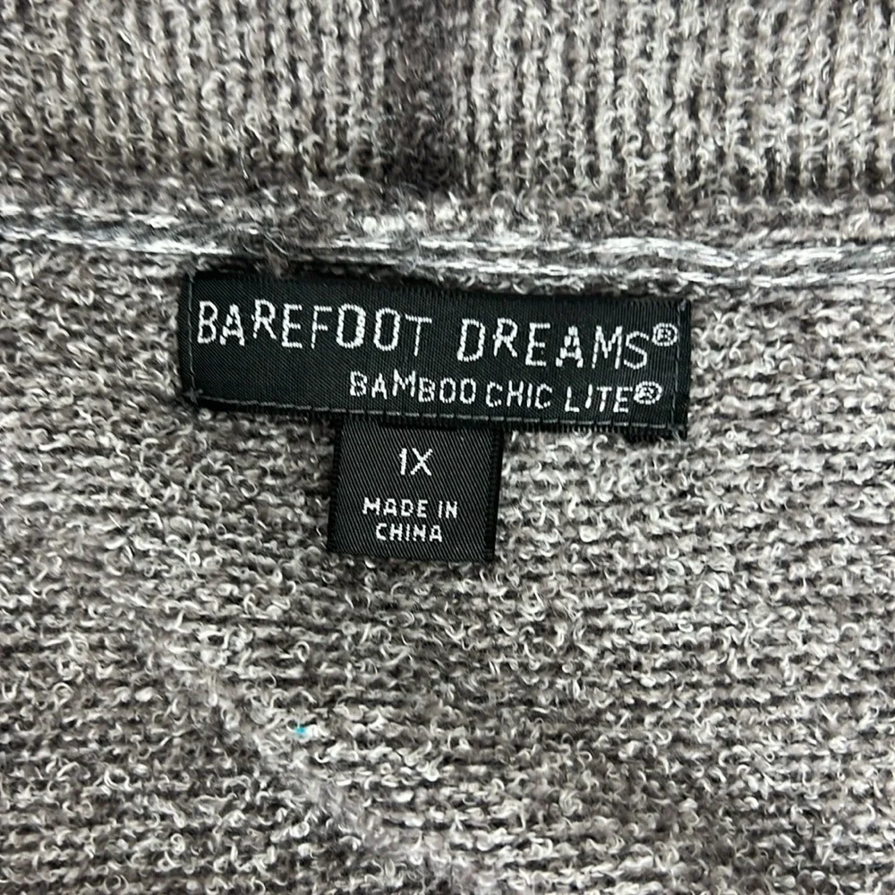 Barefoot Dreams Sz 1X Bamboo Chic Lite Asymmetrical Cardigan Wrap Brown/Taupe